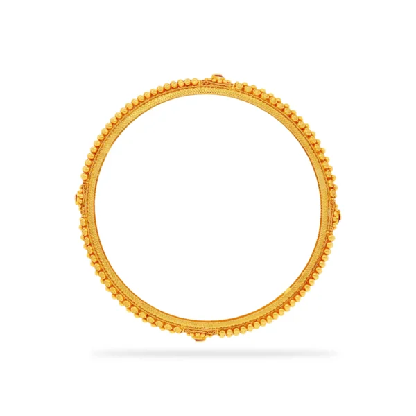 Fancy Antique Finished And Bejeweled 22KT Gold Bangle